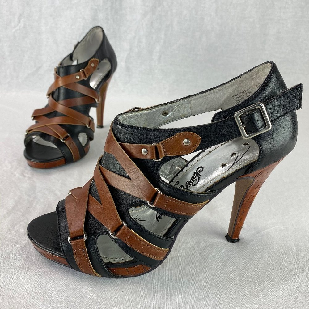 Naughty Monkey sexy black strappy heels 8M